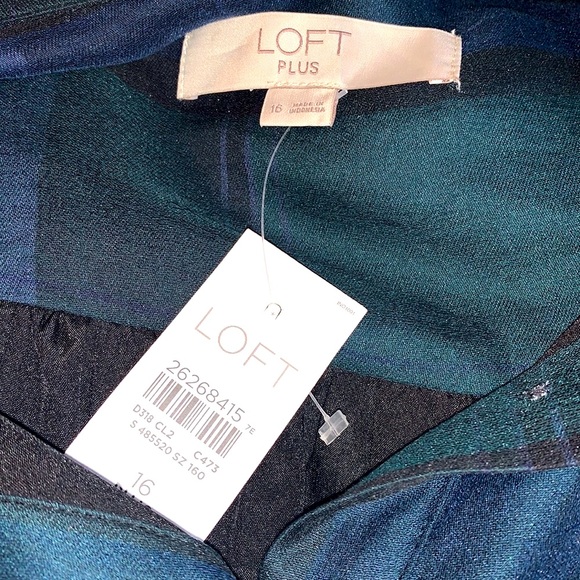 Loft Plus size 16 plaid shirt dress NWT lined - Picture 3 of 4
